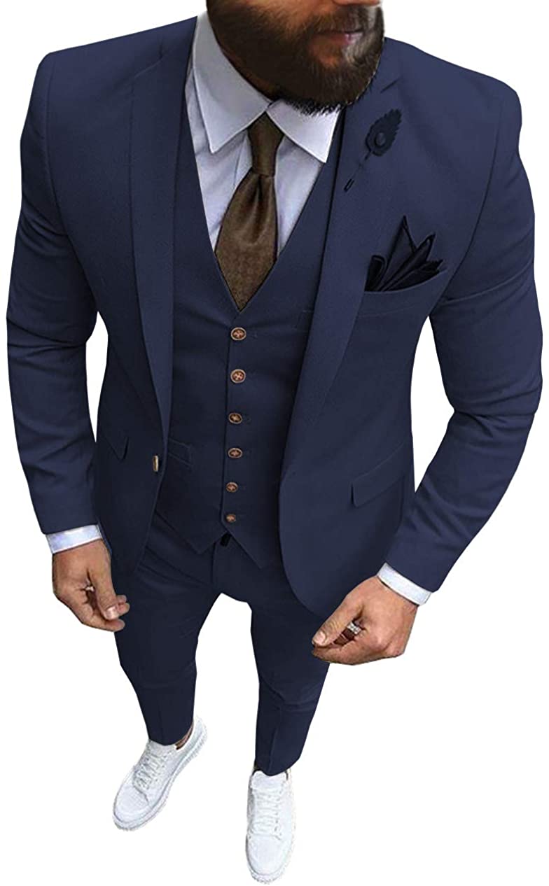 Wedding Tuxedos Men's 3 Piece Slim Fit One Button Peaked Laple Formal Business Men Suit Groomsman (Blazer+Vest+Pant) Dinner Party Date Green Tail