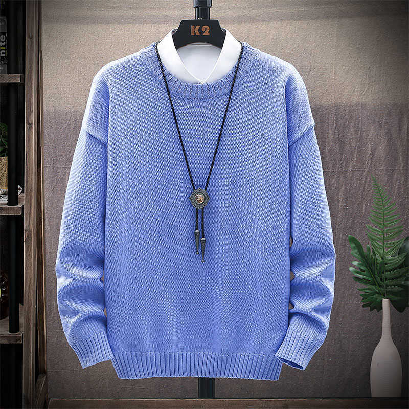 Mens Casual Streetwear Harajuku Sweater Vintage Retro Knitted Sweater Autumn Cotton Pullover man 210818