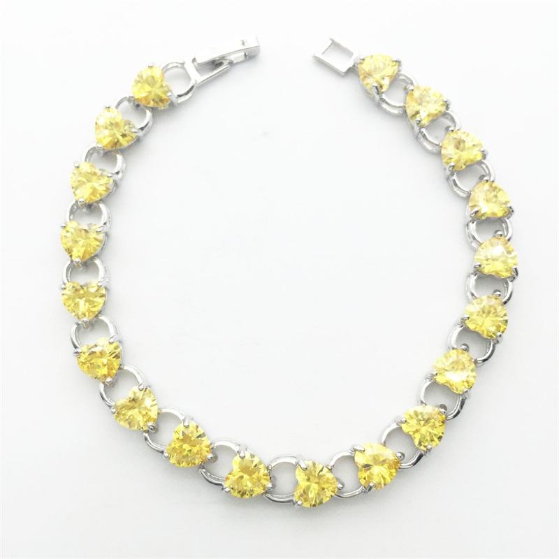Gold Yellow Crystal HEART Bracelet Fashion Women Brand Plated White Jewelry Link, Chain 
Gold Yellow Crystal HEART Bracelet Fashion Women Brand Plated White Jewelry Link, Chain