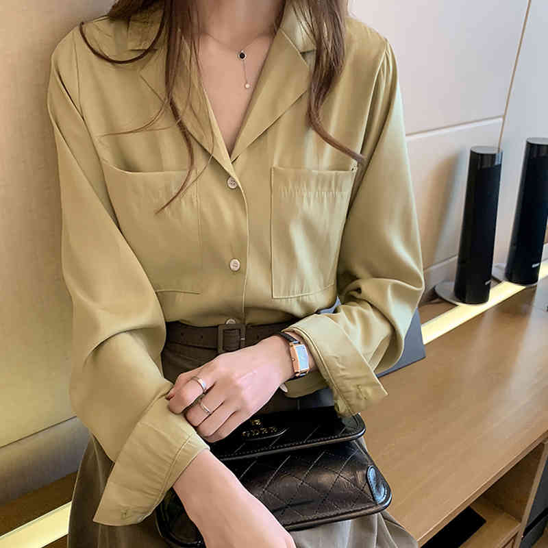 Women Shirt Korean OL Style Loose Casual Shirts Long Sleeve Blouse Fashion Suit Collar Office Lady Clothes Plus Size 8875 210506