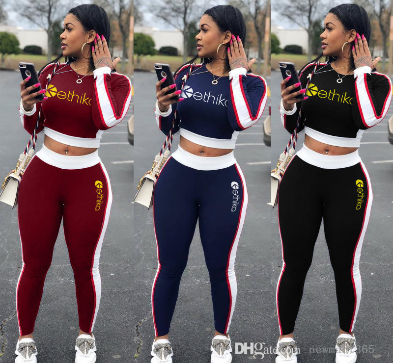 Women Two Piece Jogger Sets Designer Tracksuits Ethika Slim Contrast Stitching Leisure Letters Printed Webbing Long Sleeve Pants Sportwear, Black
Women Two Piece Jogger Sets Designer Tracksuits Ethika Slim Contrast Stitching Leisure Letters Printed Webbing Long Sleeve Pants Sportwear, Black