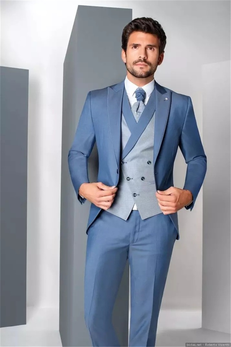 Gorgeous Men Suits Newest 3 Pieces Wedding Tuxedos Custom Made Cotton Handsome Formal Blazer Business Coat+Pant+Vest