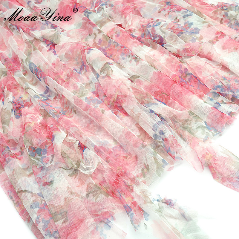 Bohemia Vacation Long Dresses Women's Summer Mesh Sexy Spaghetti Strap Floral print Elegant Maxi Party Dress 210524