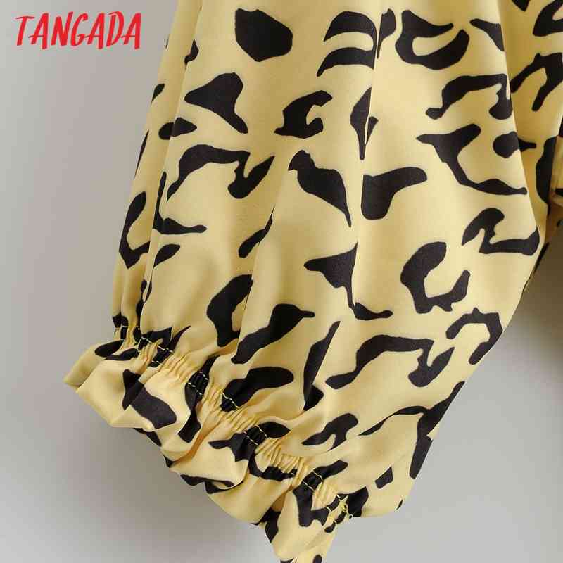 Women Retro Leopard Print Crop Short Sleeve Summer Chic Female Sexy Slim Shirt Tops 1F49 210416