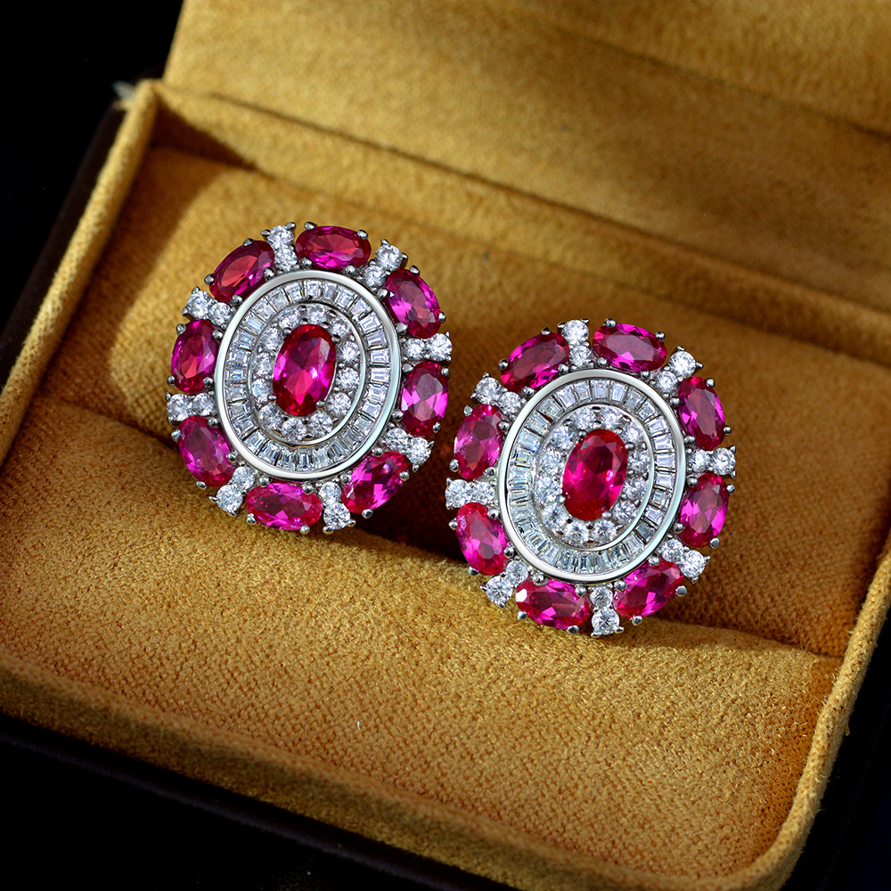 Elegant Ruby Diamond Stud Earring 100% Real 925 sterling silver Promise Wedding Earrings for Women Bridal Moissanite Jewelry
Elegant Ruby Diamond Stud Earring 100% Real 925 sterling silver Promise Wedding Earrings for Women Bridal Moissanite Jewelry