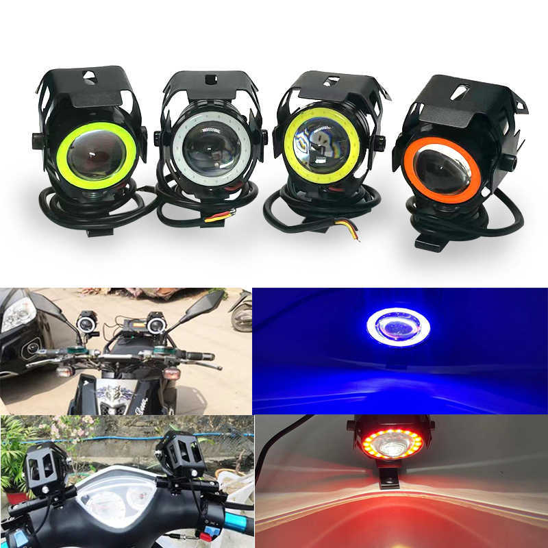 LED Motorcycle Headlight 125W U7 Mini Angel Eye Bulbs Motorcycle Scooter Motorbike Lamp 12V Led Light Blue Red White Green от DHgate WW