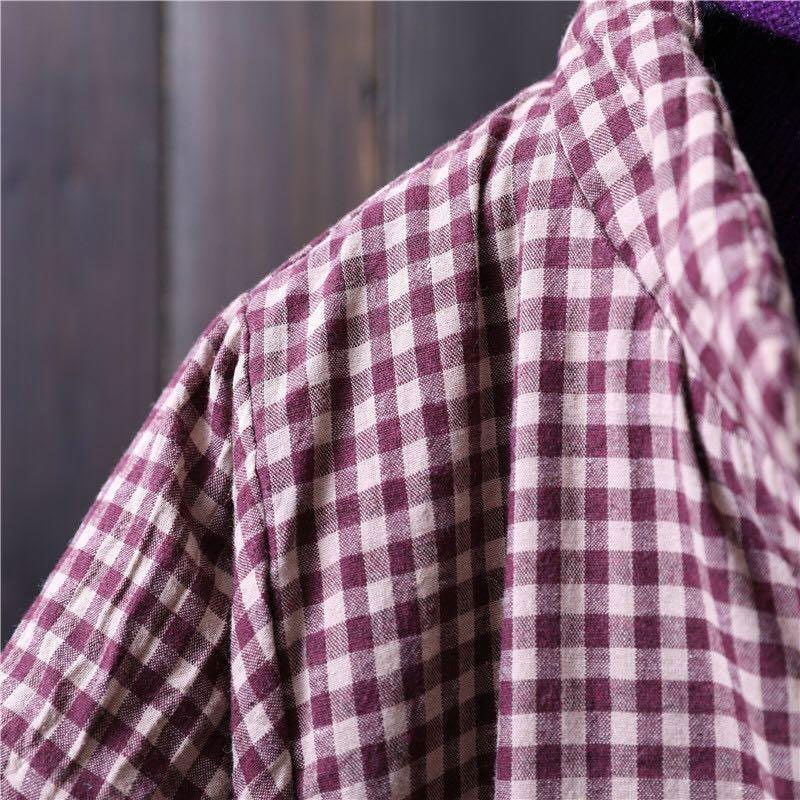 Autumn Winter Arts Style Women Stand Collar Cotton Plaid Short Coats Loose Casual Single Breasted Thicken Jackets Big Size M496 210512