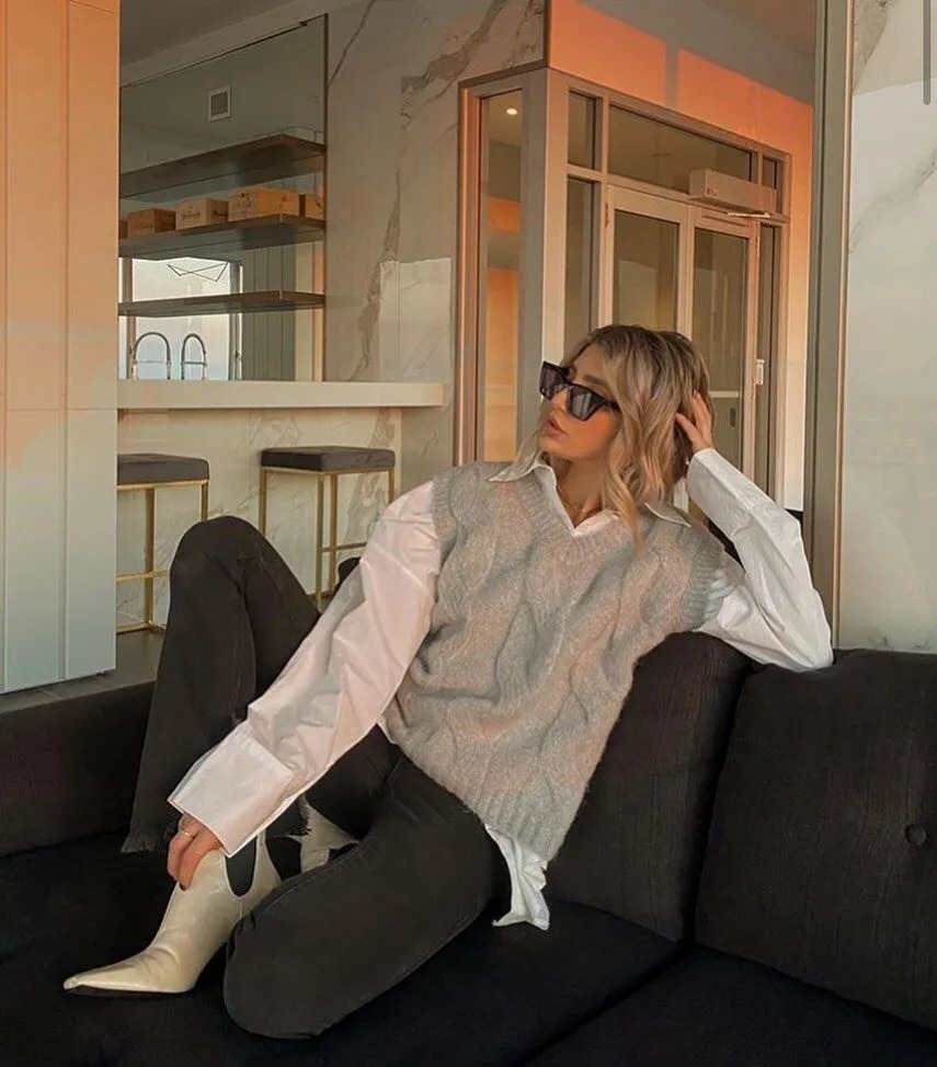 Autumn Spring Sleeveless Sweater Vest Women Elegant Korean Style Casual Loose Women's Pullovers Female Jumpers Clothing 210521