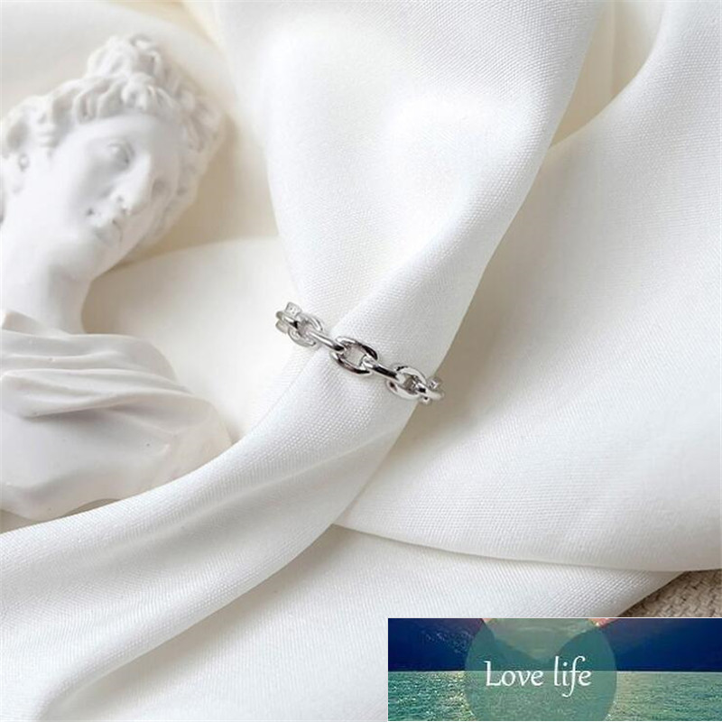 New Fashion Simple Personality Chain Shaped 925 Sterling Silver Not Allergic Hollow Fine Chain Adjustable Opening Rings R173 Factory price expert desi