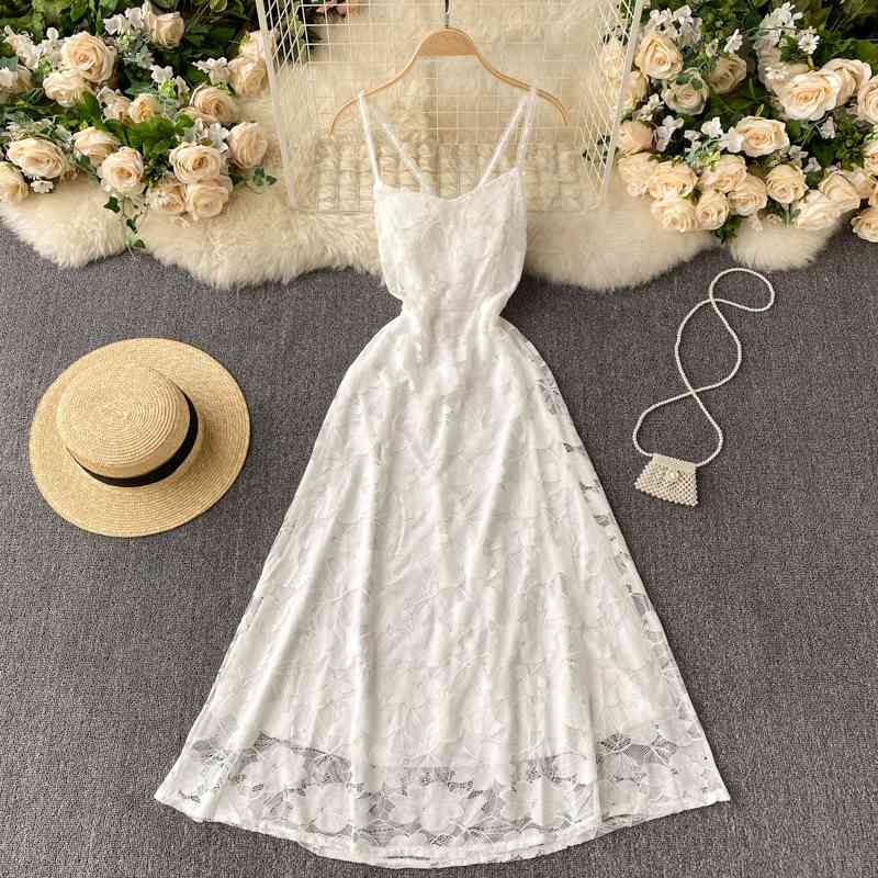 Cross-hanging Square Collar Solid Waist Slim Big Swing Hollow Out Long A Line Dresses for Women 210615, White
Cross-hanging Square Collar Solid Waist Slim Big Swing Hollow Out Long A Line Dresses for Women 210615, White