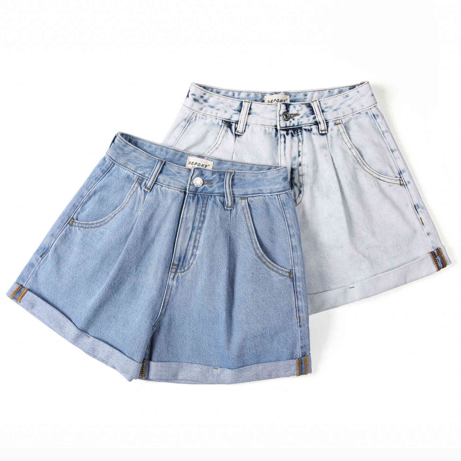 fashion denim shorts women high waist shorts jeans wide leg casual Female shorts Loose Plus size 210611