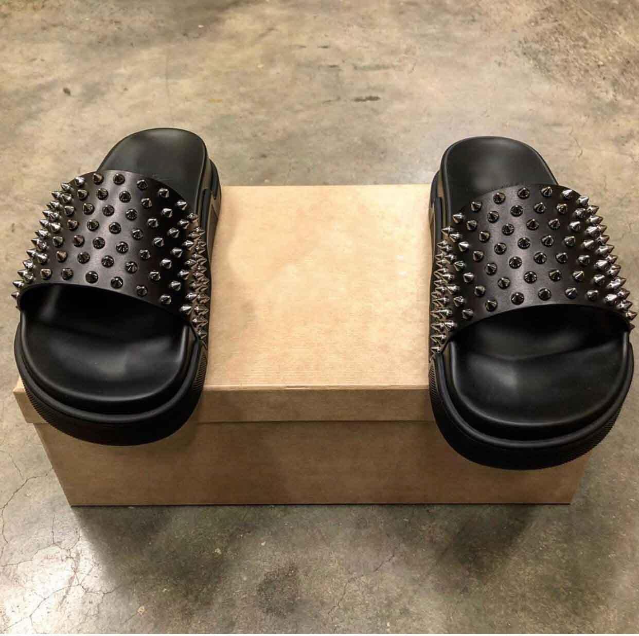 Summer Slippers Red Bottoms Sandals Spikes Pool Fun Studded Slides Mens Slide Outdoor Beach Slipper Perfect-brands Flip Flops With box, 12
Summer Slippers Red Bottoms Sandals Spikes Pool Fun Studded Slides Mens Slide Outdoor Beach Slipper Perfect-brands Flip Flops With box, 12