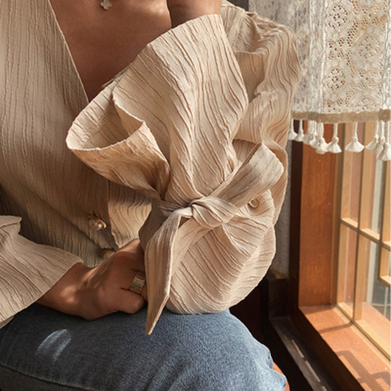 Autumn Casual Sweet Solid Shirt Vintage Women Tops Blouse Chic Fresh High Quality Loose Korean Clothing Blusas 9970 210518