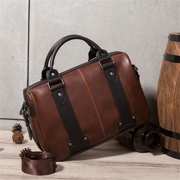 Factory wholesale men bag retro crazy horse leather portable briefcase street trend contrast color business handbag large horizontal leathers shoulder bags, Brown
Factory wholesale men bag retro crazy horse leather portable briefcase street trend contrast color business handbag large horizontal leathers shoulder bags, Brown