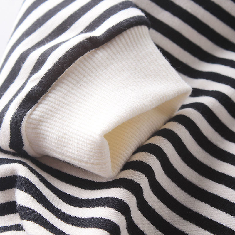 Infant Baby Boys Girls Rompers Clothes Stripe Thicken Long Sleeve Hooded Spring Autumn 210429