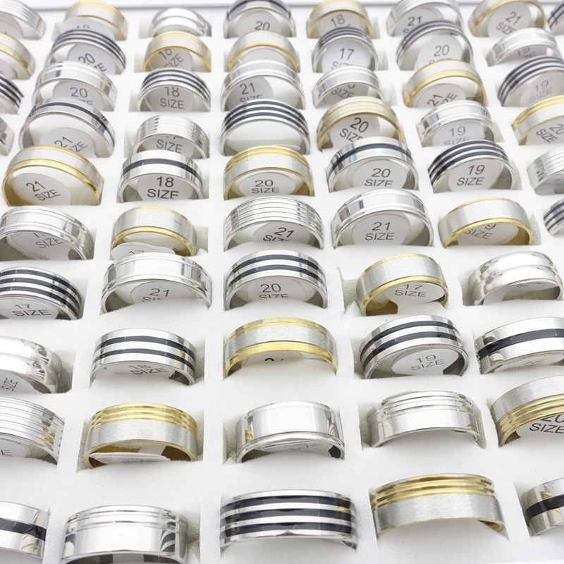 Wholesale 100PCs/Lot Stainless Steel Band Rings Black Gold Silver Striped Patterns Mix Styles Fashion Jewelry Party Gift
Wholesale 100PCs/Lot Stainless Steel Band Rings Black Gold Silver Striped Patterns Mix Styles Fashion Jewelry Party Gift