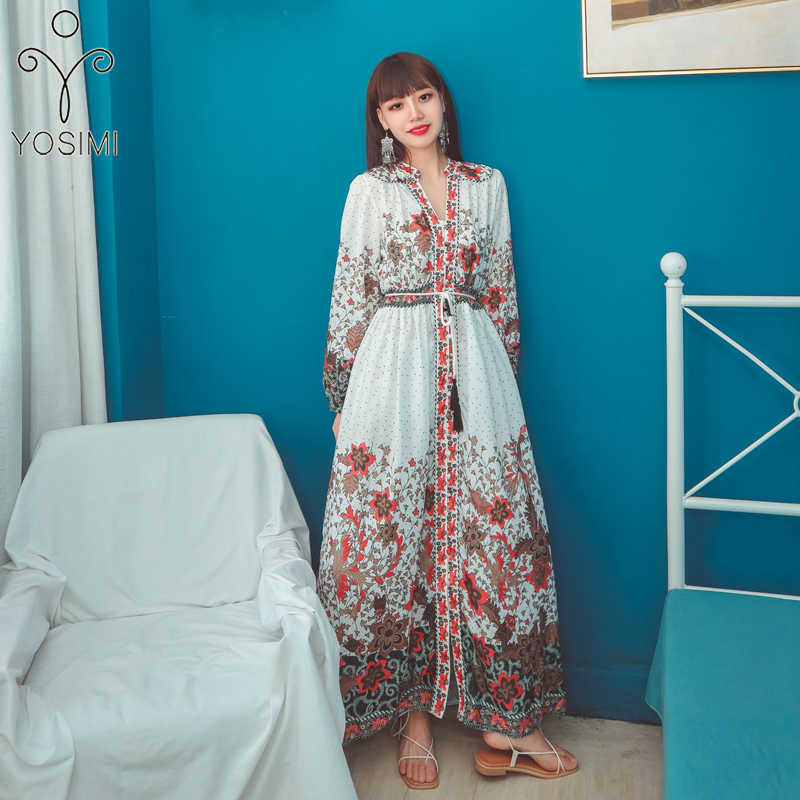 YOSIMI Long Women Dress Spring Summer Floral Print Chiffon V-neck Loose Straight Belt Ankle-length Sleeve Shirt 210604, White
YOSIMI Long Women Dress Spring Summer Floral Print Chiffon V-neck Loose Straight Belt Ankle-length Sleeve Shirt 210604, White