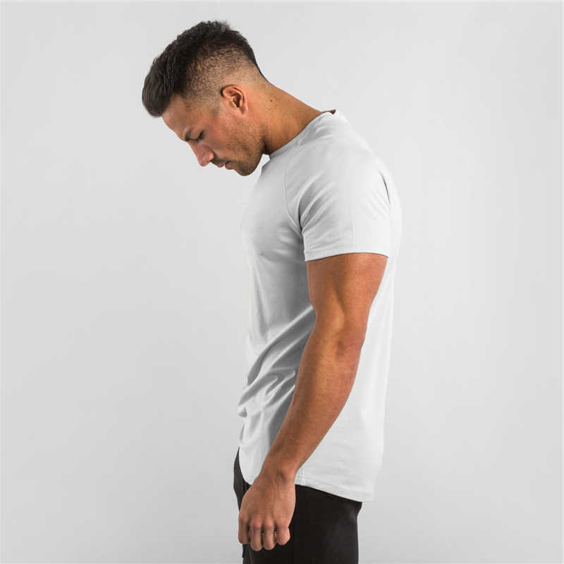 Summer Sportswear Mens O-neck T Shirts Fashion Men's Tops Cotton Fitness T-shirt Gym Short Sleeve Bodybuilding Tshirt 210629
