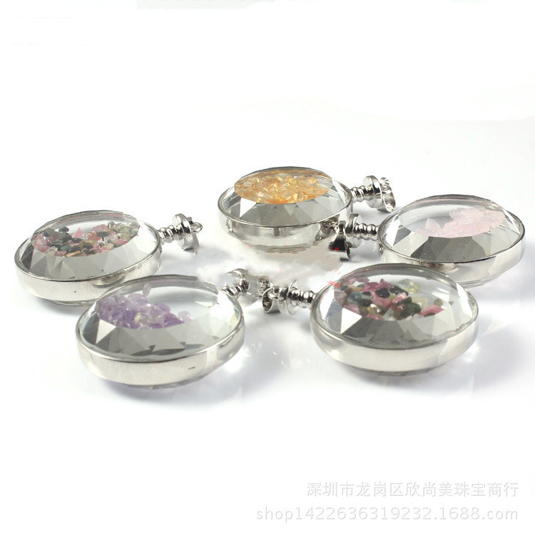 Chakra Healing Crystal Wishing Bottle Pendants Necklace for Womens Girls Tumbled Rock Wicca Tumble Stone Reiki Energy Pendant