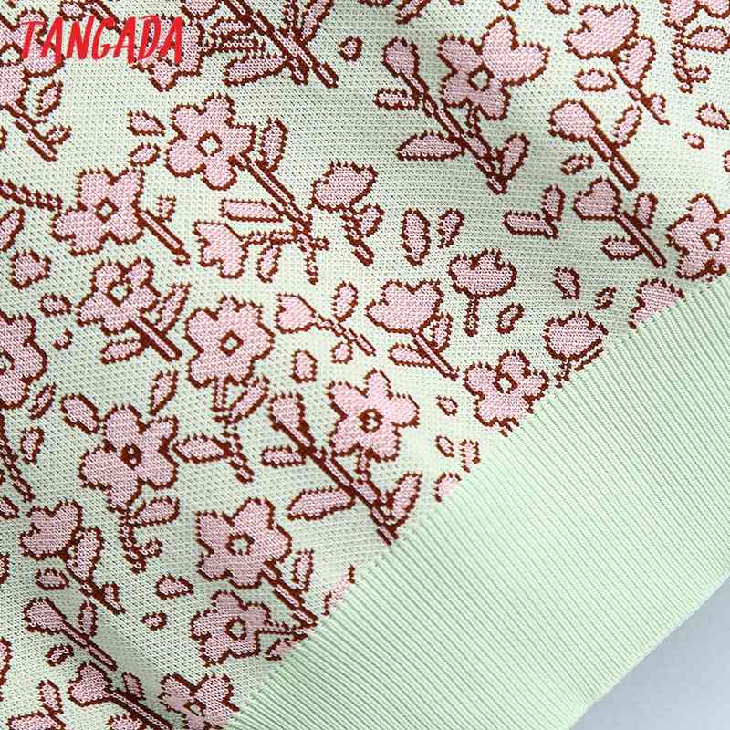 Women Fashion Summer Jacquard Knitted Jumper Vintage Short Sleeve Female Pullovers Chic Tops BE502 210416