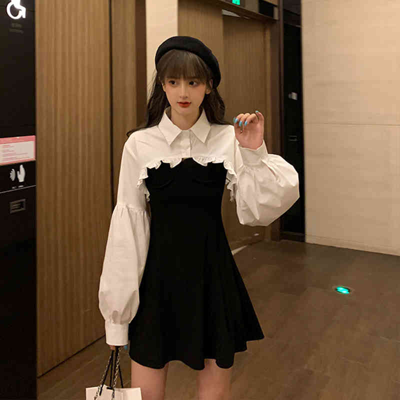 Elegant Party Dress Women Long Sleeve Sweet Empire High Street Mini Dress Gothic Y2k Dress Korean Summer Female Outfits 210409