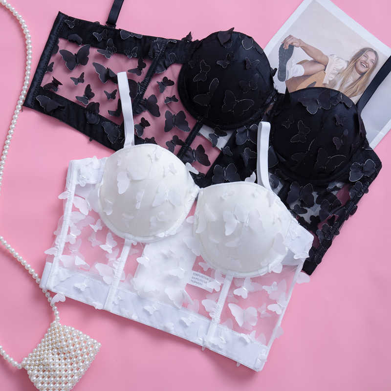 Women Fashion Sexy 3D Butterfly Fishbone Vest Wear Sleeveless Bustier Corset Crop Tops Clothes R203 210527