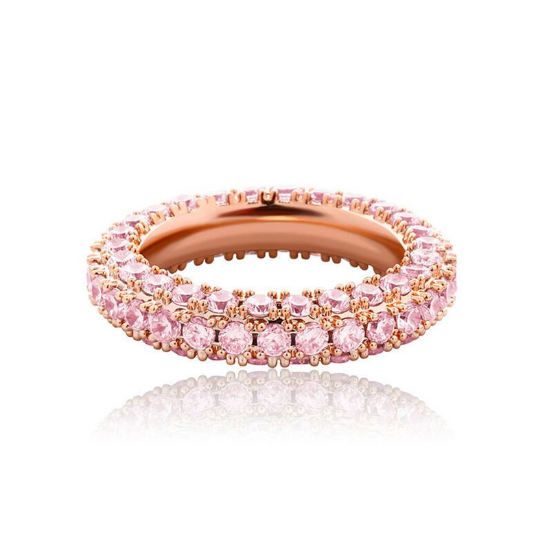 Ins Top Sell Wedding Rings Hip Hop Luxury Jewelry 14KT White Gold Fill 3 Rows 5A Cubic Zircon CZ Diamond Gemstones Women Engagement Band Ring Forf Lov