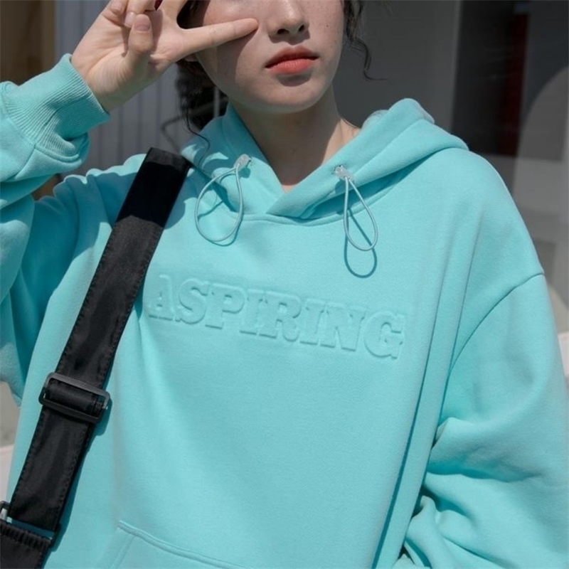 Korean loose thickened Plush Hoodie women's autumn and winter new three-dimensional letter printed lake blue student coat, Thin blue
Korean loose thickened Plush Hoodie women's autumn and winter new three-dimensional letter printed lake blue student coat, Thin blue