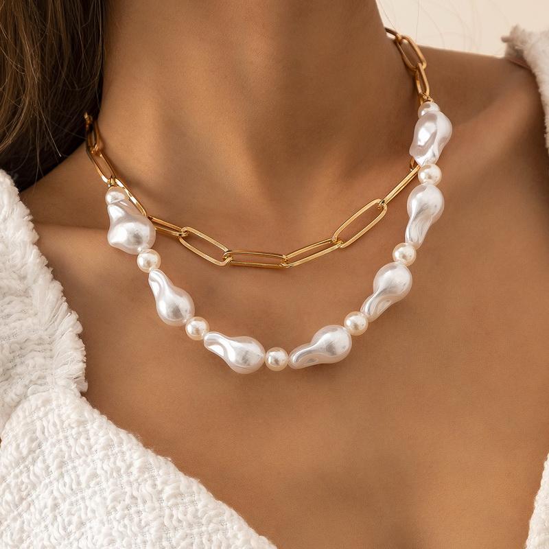 Pendant Necklaces Punk Thick Chain Baroque Pearls Necklace For Women Fashion Geometric Clavicle Choker Collar Jewelry Party Gift
Pendant Necklaces Punk Thick Chain Baroque Pearls Necklace For Women Fashion Geometric Clavicle Choker Collar Jewelry Party Gift