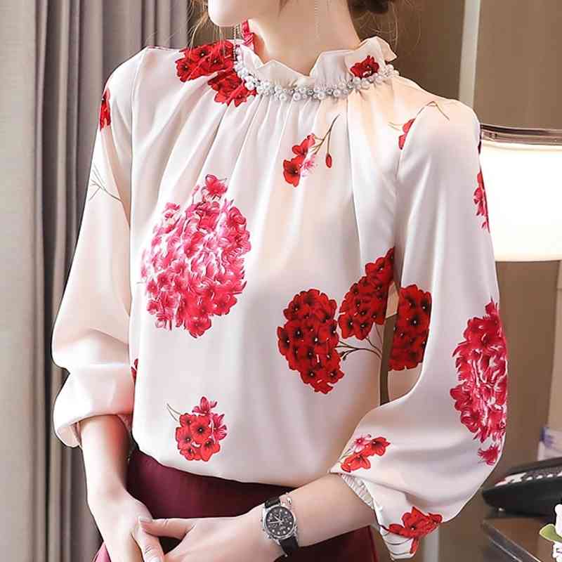 Blouses Femme Tops Women Long Sleeve Blouse Women Blusas Mujer De Moda Beading Stand Collar Print Chiffon Blouse Shirt E647 210602, As picture
Blouses Femme Tops Women Long Sleeve Blouse Women Blusas Mujer De Moda Beading Stand Collar Print Chiffon Blouse Shirt E647 210602, As picture