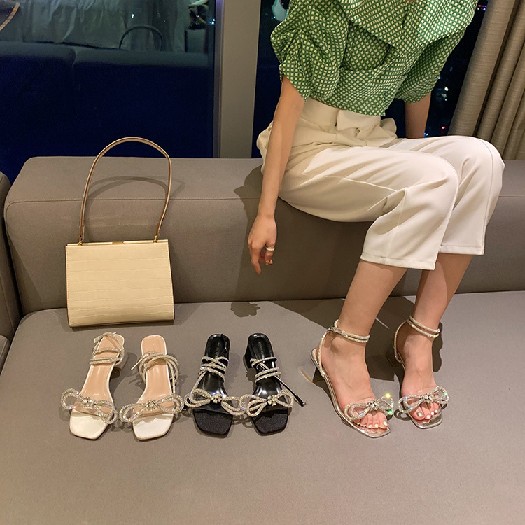Beach Mach Resort Open Toe Bowknot Rhinestone High Heeled Shoes Square Head Thick Sandals for Women, Black
Beach Mach Resort Open Toe Bowknot Rhinestone High Heeled Shoes Square Head Thick Sandals for Women, Black
