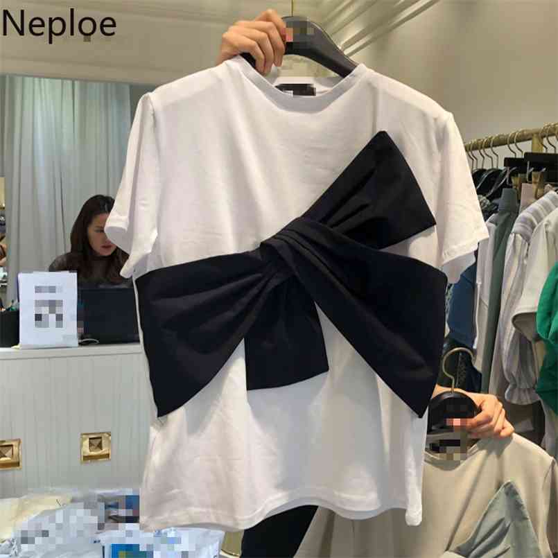 Neploe Bow-Knot Contrast Color T Shirts Women Sweet O Neck Short Sleeve Ladies Tees Fashion Korean Cotton Female Tops A10057 210708, White
Neploe Bow-Knot Contrast Color T Shirts Women Sweet O Neck Short Sleeve Ladies Tees Fashion Korean Cotton Female Tops A10057 210708, White