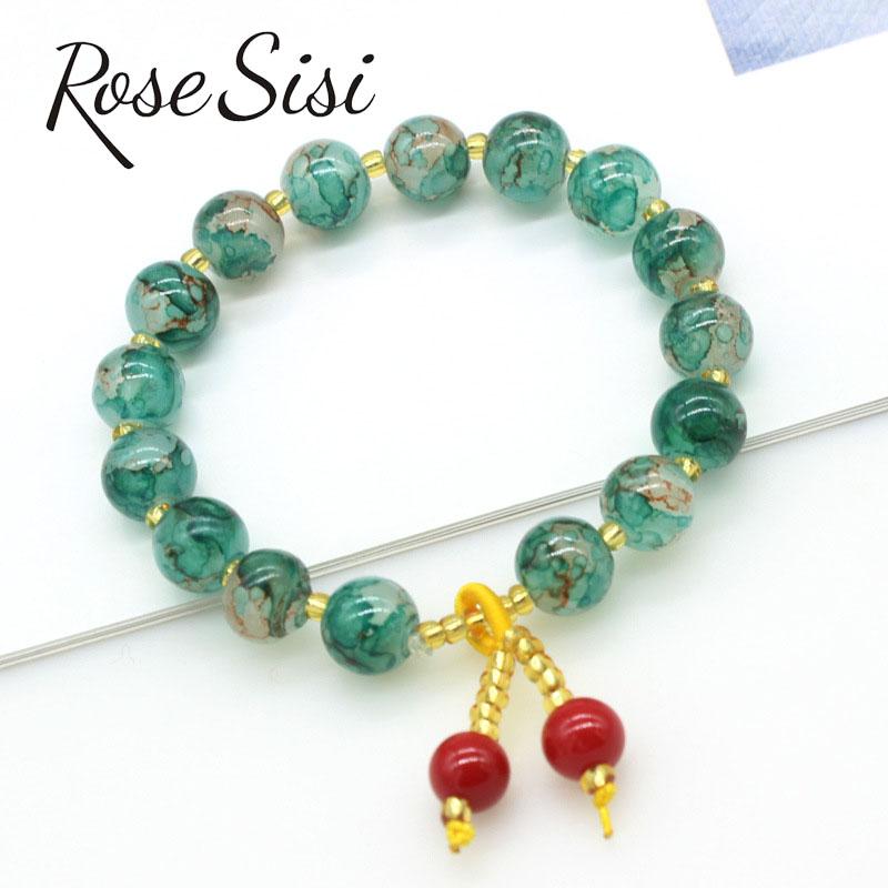 Charm Bracelets Rose Sisi Small Fresh Round Bead Armbandjes Dames Starry Sky Color Glass Bracelet For Women Jewelry
Charm Bracelets Rose Sisi Small Fresh Round Bead Armbandjes Dames Starry Sky Color Glass Bracelet For Women Jewelry