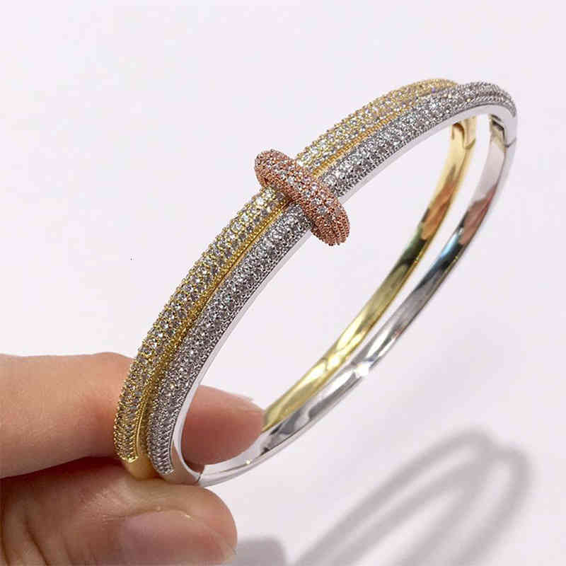 Charm Bracelets 56 Self Designed Niche Personalized Full Diamond Double Ring High Sense Fashion Women's