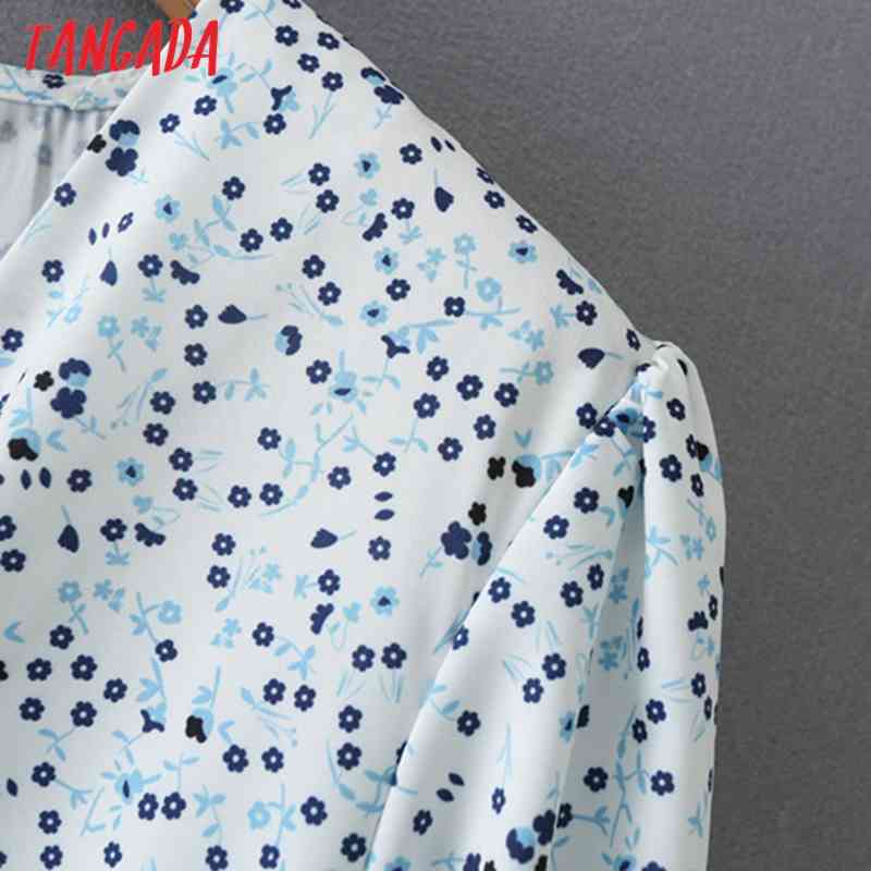 Summer Women Floal Print Side Buttons Ruffles V Neck Short Sleeve Ladies Mini Dress Vestidos 2M143 210416