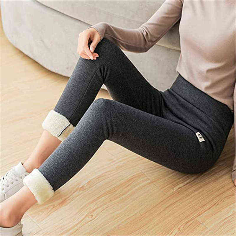 Winter Women Leggings Keep Warm High Waisted Push Up Thick Fleece Skinny Trousers Female Casual Solid Color Stretchy Legging 211204