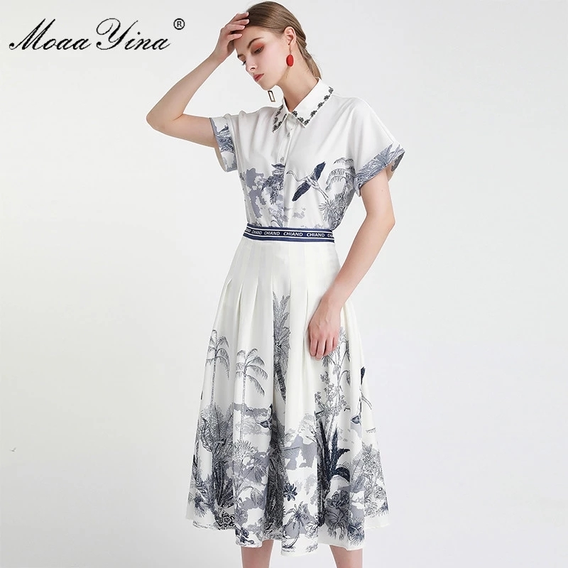 Fashion Designer Set Summer Women Short sleeve Shirt Tops+Skirt island style Coconut tree Print Two-piece suit 210524, White
Fashion Designer Set Summer Women Short sleeve Shirt Tops+Skirt island style Coconut tree Print Two-piece suit 210524, White
