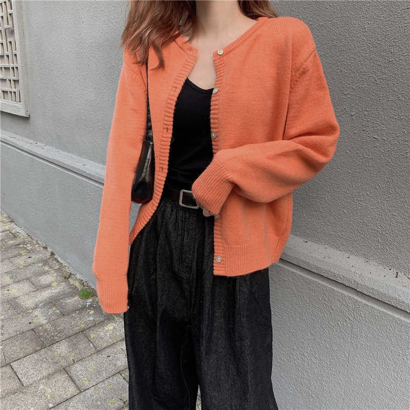 HSA Sweater Women Long Sleeve Casual Cardigan Button Sweater Jumpers Female Warm Elegant Autumn Winter Short Knit Coat19361 210716