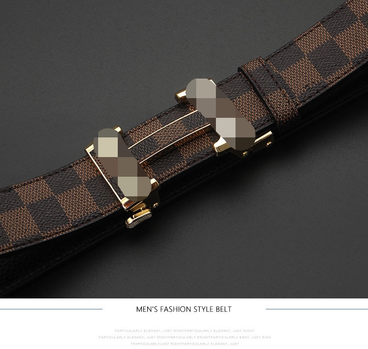 H plaid men's leather automatic buckle top layer pure cow Belts middle-aged business versatile belt trend