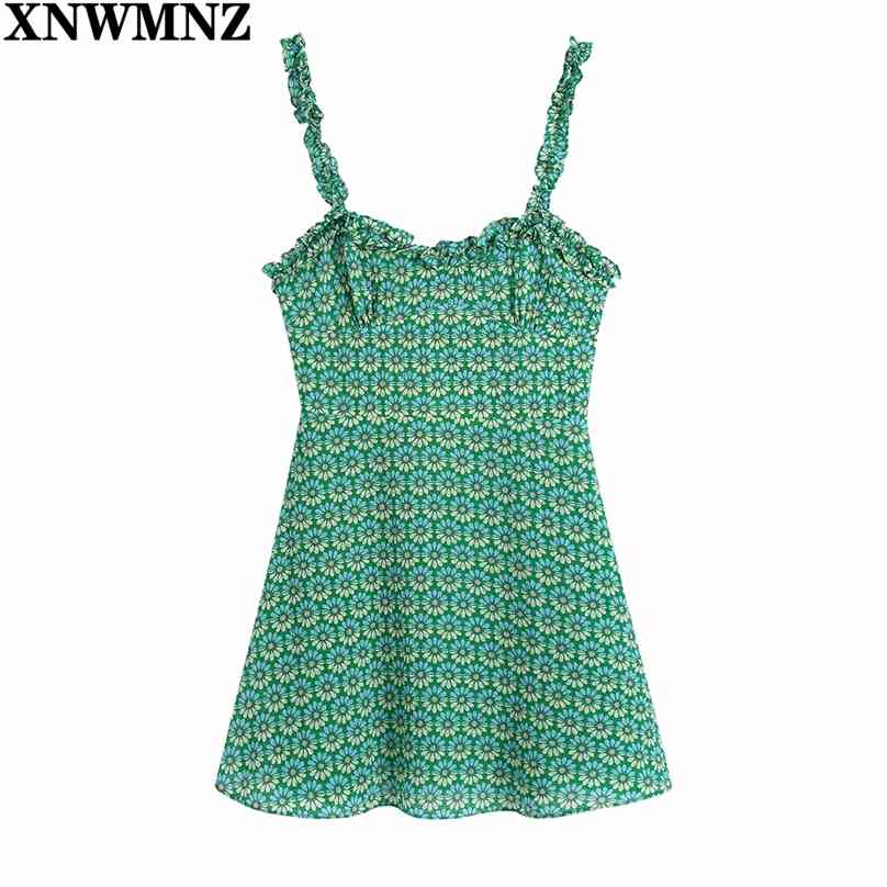 Green Floral Print Mini Summer Dress Women Sleeveless Straps Ruffle Party Dresses Woman Chic Lining Vintage 210520
Green Floral Print Mini Summer Dress Women Sleeveless Straps Ruffle Party Dresses Woman Chic Lining Vintage 210520