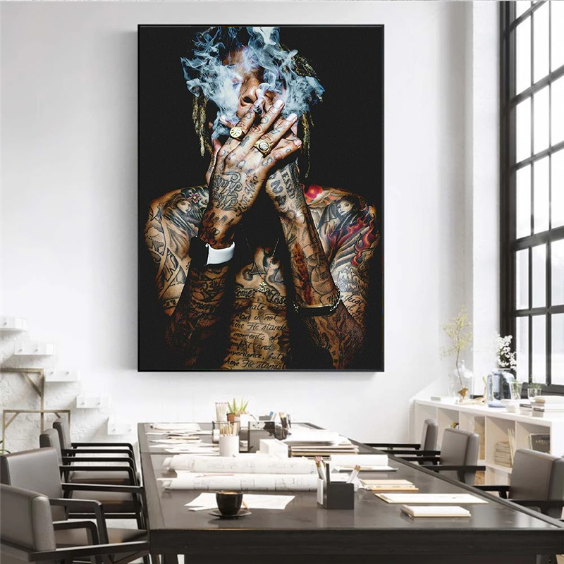 Wiz Khalifa Rap Music Hip-Hop Art Fabric Poster Print Wall Pictures For living Room Decor canvas painting posters and prints