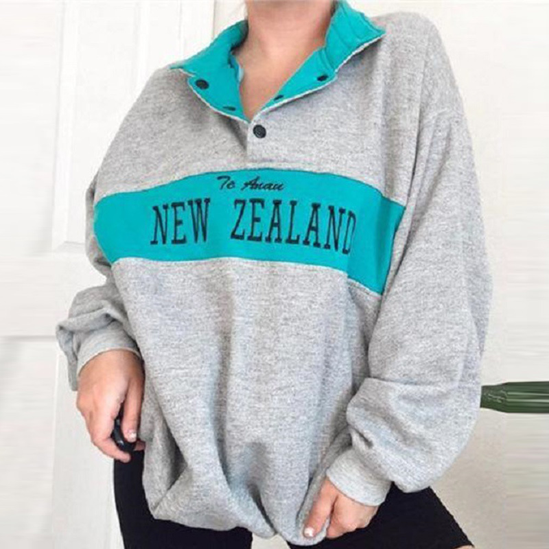 Autumn Patchwork Women' Sweatshirts Long Sleeve Turn-Down Collar Female Pullover Casual Loose Lady Sweatshirt Streetwear 210524, Gray
Autumn Patchwork Women' Sweatshirts Long Sleeve Turn-Down Collar Female Pullover Casual Loose Lady Sweatshirt Streetwear 210524, Gray