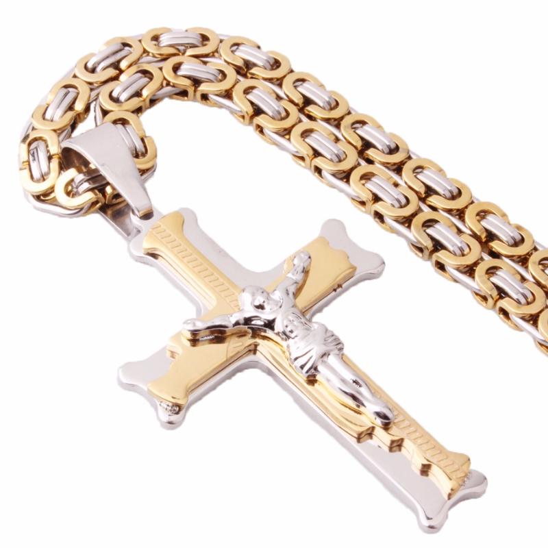 Pendant Necklaces Gold Color Accessories JESUS Cross Stainless Steel Flat Byzantine Chain Men's Women's Necklace Jewelry 6mm 18-30inch
Pendant Necklaces Gold Color Accessories JESUS Cross Stainless Steel Flat Byzantine Chain Men's Women's Necklace Jewelry 6mm 18-30inch