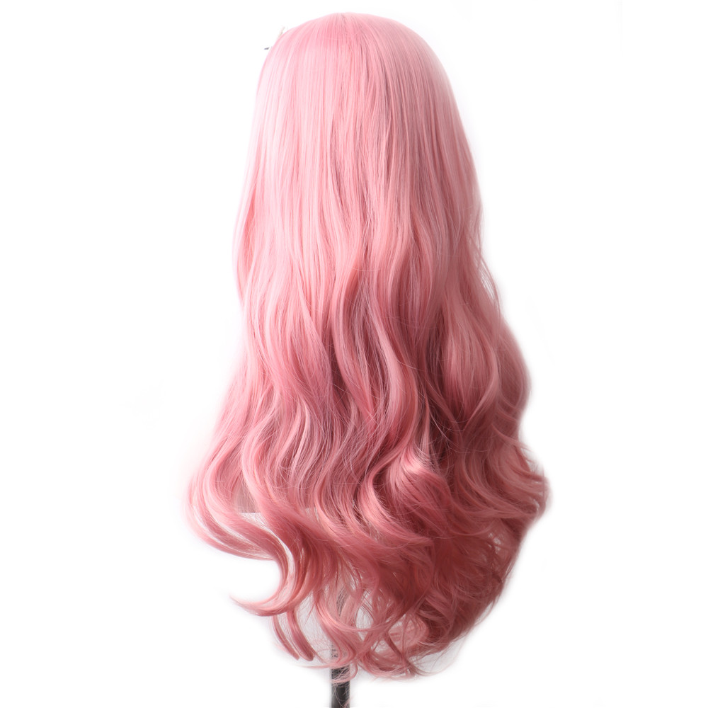 Synthetic Hair Wavy Long Pink Wig Colored Cosplay Wigs For Women Red Brown Blue Black Purple Green Burgundy Grey