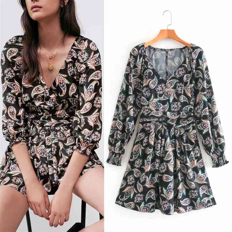 Dress Women Black Printed Pleated Mini Woman Vintage V Neck Long Sleeve Elastic Cuffs Elegant Ladies es 210519, Print
Dress Women Black Printed Pleated Mini Woman Vintage V Neck Long Sleeve Elastic Cuffs Elegant Ladies es 210519, Print