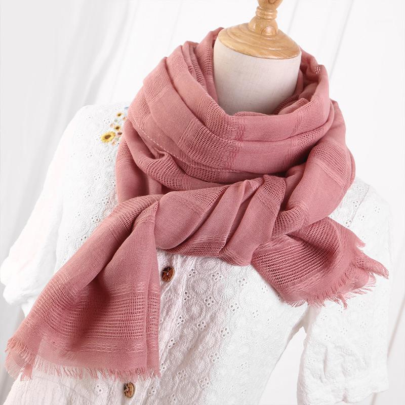 Scarves Spring Style Cotton And Linen Solid Color Hollow Scarf Mori Literary Ladies Lengthen All-match Soft Shawl A206, Blue;gray
Scarves Spring Style Cotton And Linen Solid Color Hollow Scarf Mori Literary Ladies Lengthen All-match Soft Shawl A206, Blue;gray