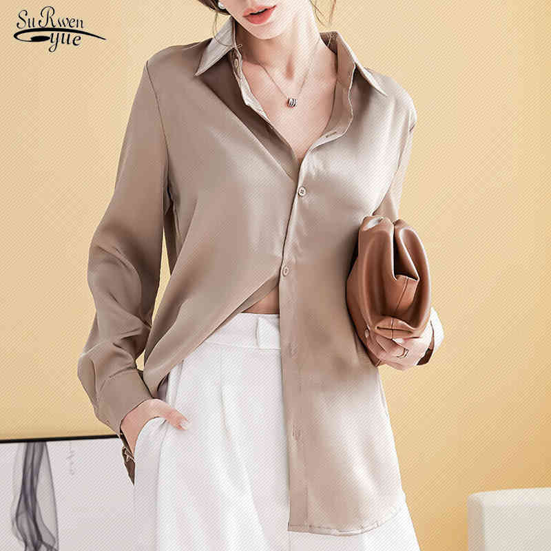 Stylish Versatile Loose Chiffon Shirt Drape Satin Spring Long Sleeve Women's Top High End Wrinkle Resistant 12607 210521, White
Stylish Versatile Loose Chiffon Shirt Drape Satin Spring Long Sleeve Women's Top High End Wrinkle Resistant 12607 210521, White