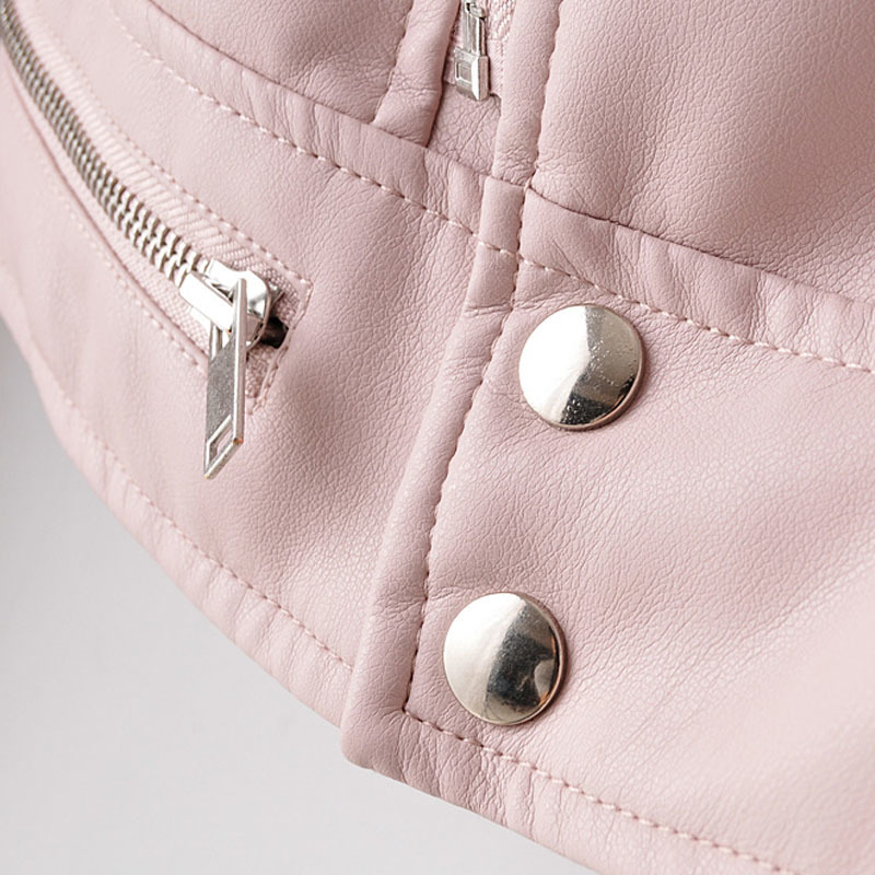 PU Long Sleeve Lapel Simple Chic Locomotive Women's Jacket Winter Windproof Pink Basic Casual Slim Female Coat Beige Black 210507