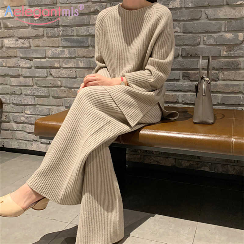 Aelegantmis Spring Loose 2 Piece Knitted Sets Women Pullover Sweater & Elastic High Waist Wide Leg Pants Female Soft Warm Casual 210607, Beige
Aelegantmis Spring Loose 2 Piece Knitted Sets Women Pullover Sweater & Elastic High Waist Wide Leg Pants Female Soft Warm Casual 210607, Beige
