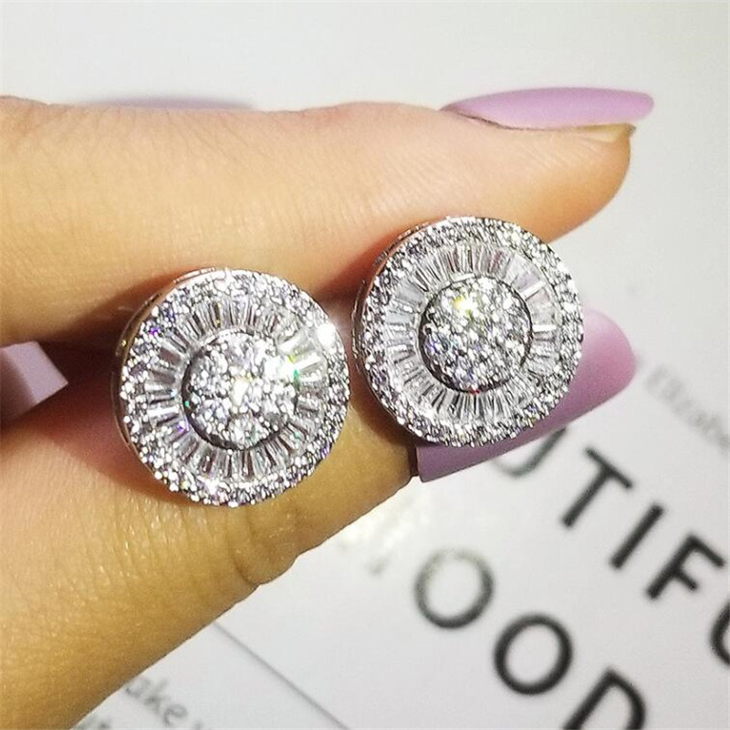 2022 Top Sell Stud Earrings Luxury Jewelry 925 Sterling Silver T Princess Cut White Topaz CZ Diamond Gemstones Promise Party Women 18k White Gold Earr